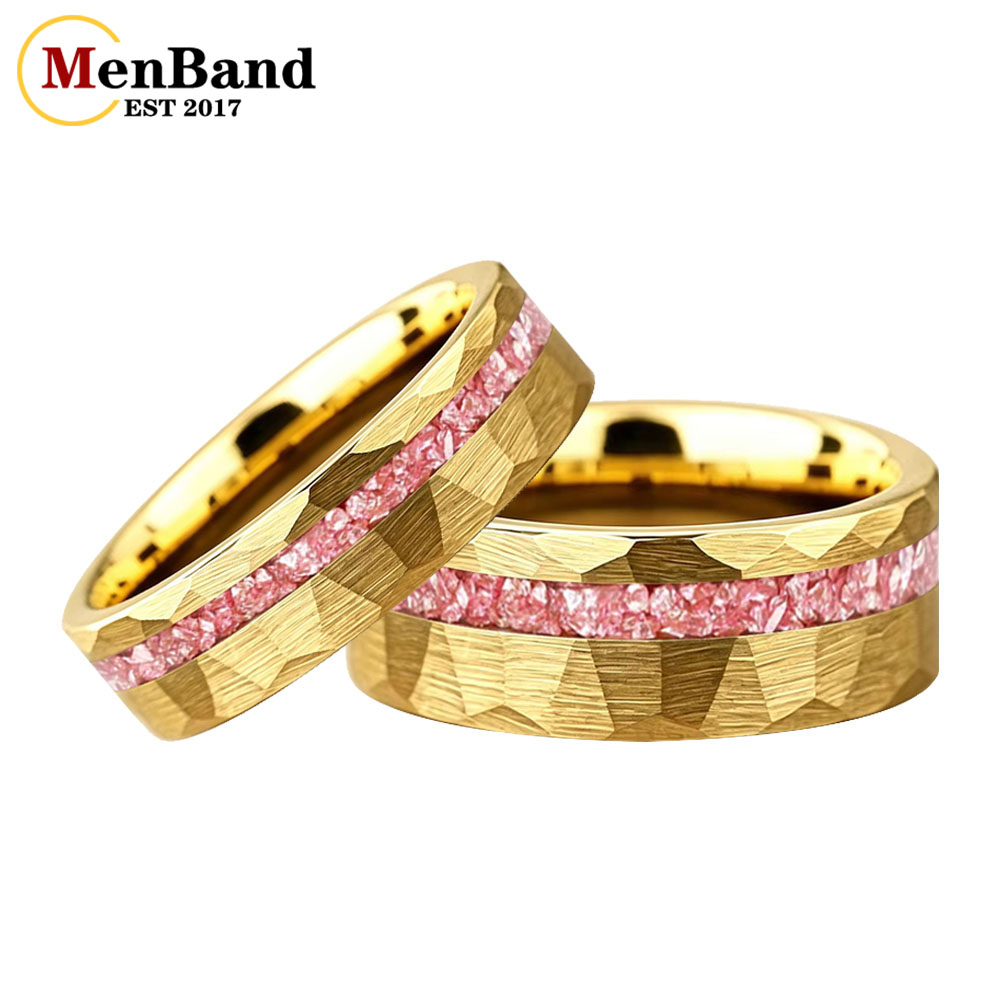 New 6/8mm Gold Hammered Weddin - Coupling 8Mm recension och pris